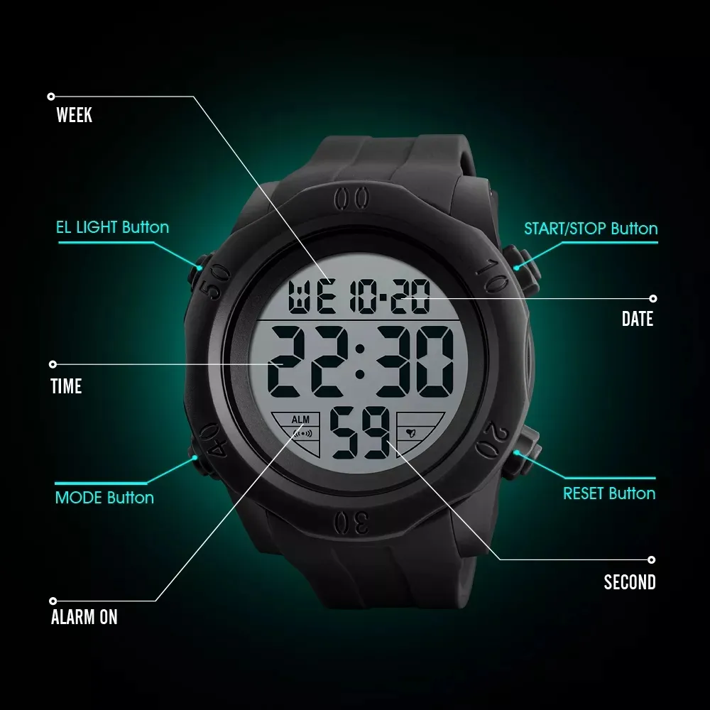 2022 Relojes SKMEI big dial digital watch sport men wrist watch waterproof chronograph 5atm Relogio Masculino SKMEI WATCH 1305