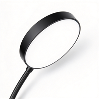Lampe de bureau LED à pince alimentée par courant alternatif Max10W, avec col de cygne flexible, lumière de lecture annulaire, intensité réglable