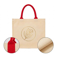 Sac fourre-tout en coton minimaliste 3D, poignée contrastante multicolore, double option de style, grande capacité, logo personnalisable, pour le shopping