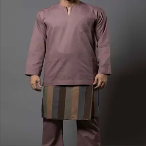 मुस्लिम पहने हुए फैशन डिजाइन baju melayu लंबी आस्तीन जातीय Thobe