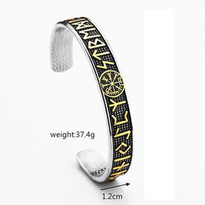 yunnique Nordic Stainless Steel Cuff <b>Bracelet</b> <b>Viking</b> Runes Open Design Unisex Jewelry Gift - Product Image 5