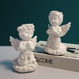 Résine rétro blanc agenouillé ange priant <span class=keywords><strong>avec</strong></span> des ailes nordique maison salon porche ange - Product Image 3