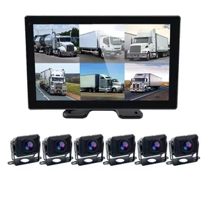 10 Inch 6CH BSD AI Touch Screen 4 Channels Split AHD DVR Recorder Vehicle Camera Monitor Blind Spot Detection System For Truck