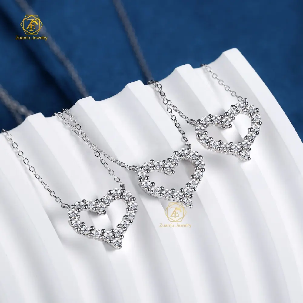 Colgante de corazón collares de joyería de moda 0.5ct D Color 925 colgante de plata esterlina VVS1 collar con colgante de moissanita para mujer