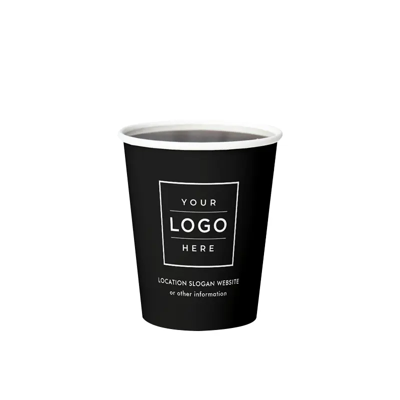 Logo kustom cetak 100% Biodegradable Food Grade cangkir dingin cangkir kopi kertas minuman panas dengan tutup sekali pakai hitam 8oz 16oz 20oz