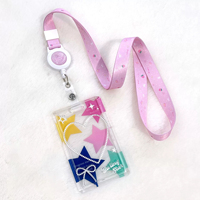 Anneau de cou rectangulaire en cristal transparent à paillettes mignonnes pour prévenir la perte de bobine de badge porte-carte lanière