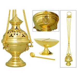 Thurible avec bateau et cuillère d'encens assortis-CE1002 - Product Image 1
