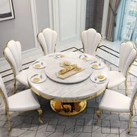 2023 table à manger de cuisine moderne et 6 chaises restaurant de luxe en métal en acier inoxydable ensembles de salle à manger