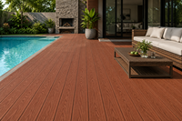 Planche de terrasse WPC à trous ronds, grain de bois embossé en ligne, double face PE, composite bois-plastique, pour terrasse extérieure