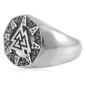 yunnique Norse Mythology Viking Warrior Triangle Symbol <b>Ring</b> Men's Stainless Steel Geometric Design Gift Jewelry - Product Image 3