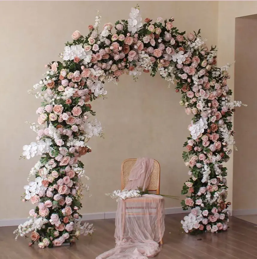 カスタムハートアーチ背景スタンド花アーチ花付き人工結婚式花壁結婚式デコ価格