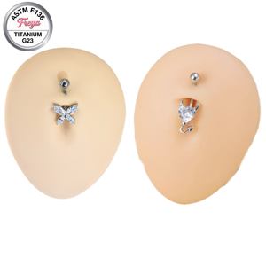 Piercing <span class=keywords><strong>de</strong></span> nombril en titane ASTM F136 14G avec zircon et diamant, motifs cœur, papillon, démon - Bijoux tendance - Product Image 3
