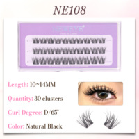 Pestañas Postizas Naturales de 10-14 mm, Estilo Largo, Sin Pegamento, Extensión de Pestañas Curvadas en D, 30 Grupos, Reutilizables 2-3 Veces, Uso Diario