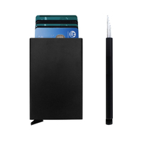 Portefeuille porte-cartes en aluminium avec logo personnalisé, blocage RFID, cadeau d'affaires, étui pour cartes de crédit avec boîte cadeau