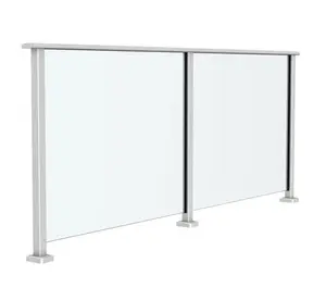 glass balustrade aluminium glaze system for glass balcony U channel adjustable glass railing shoe