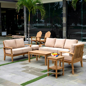 Juego de Sofás de Jardín de Diseño Contemporáneo en Madera Maciza de Teca, 6 Plazas, Muebles de Exterior con Cojines Resistentes a la Intemperie, BALE LIVING - Product Image 1