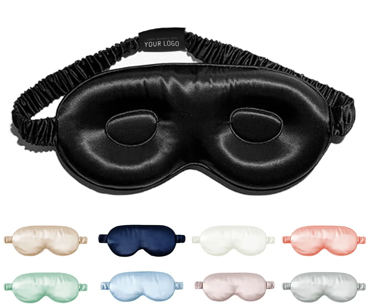 Máscara de seda personalizada para dormir, máscara 3D sem pressão para dormir, máscara de seda Mulberry para dormir e venda com alça elástica