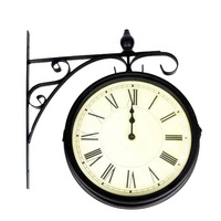 Horloge murale Antique Double face en métal Style Vintage, Station murale