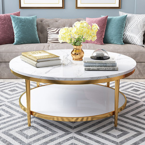 Marble Top <strong>Coffee</strong> <strong>Table</strong> <strong>Curved</strong> Design Center <strong>Table</strong> for Living Room - Product Image 3