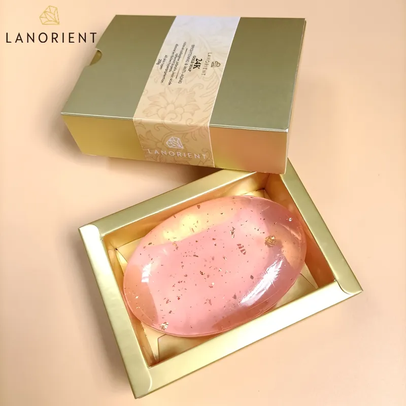 OEM private label handmade organic 24K Gold L-Glutathione Collagen face body soap roses lightening whitening soap