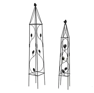 Ancres — ensemble d'ancre ronde et facile à assembler, lot de 2 cloches en forme de tour, manche décoratif noir, Super qualité, en treillis, pyramide de jardin