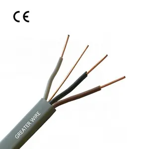 Wholesale Price Copper Core 2.5mm 4mm 6mm Flat Wire 6242Y 6243Y 2.5 mm Twin and Earth Flat Grey Electric Cable