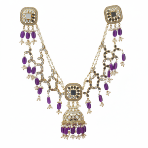 Plaqué or Kundan Stone Fashion Jewelry Necklace Set 10581109PU - Product Image 2