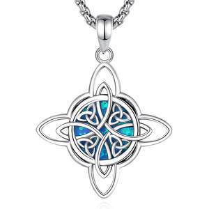 Changda rectangulaire nacre bonne chance opale pierre Wicca dieu femmes sorcières noeud bijoux pendentif collier - Product Image 1