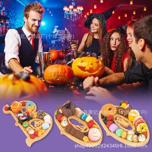 Tabla de aperitivos de madera con forma de BOO para decoración de fiestas de Halloween - Product Image 1