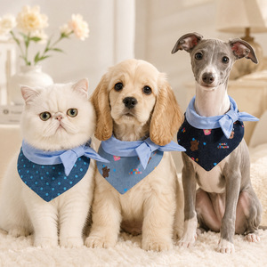 Babero para mascotas estilo caballero británico, vaquero con lunares, azul claro, para gatos y perros, para todas las estaciones - Product Image 1