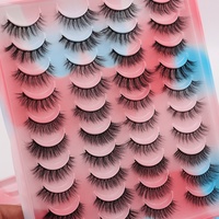 Coffret de 20 paires de faux cils en soie 3D 4D, ultra-fins, faits à la main, avec bande en coton noir, pour dropshipping et vente en gros