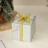 Décoration de Noël en stock, artisanat en mosaïque argentée et dorée, surface miroir réfléchissante, décoration solide pour boîte cadeau de Noël