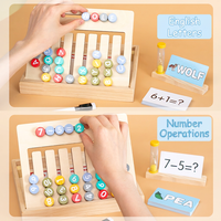 Tableau d'apprentissage double face en bois Montessori, puzzle coulissant pour l'orthographe, les mathématiques, les lettres et les chiffres, kit d'aide pédagogique pour tout-petits