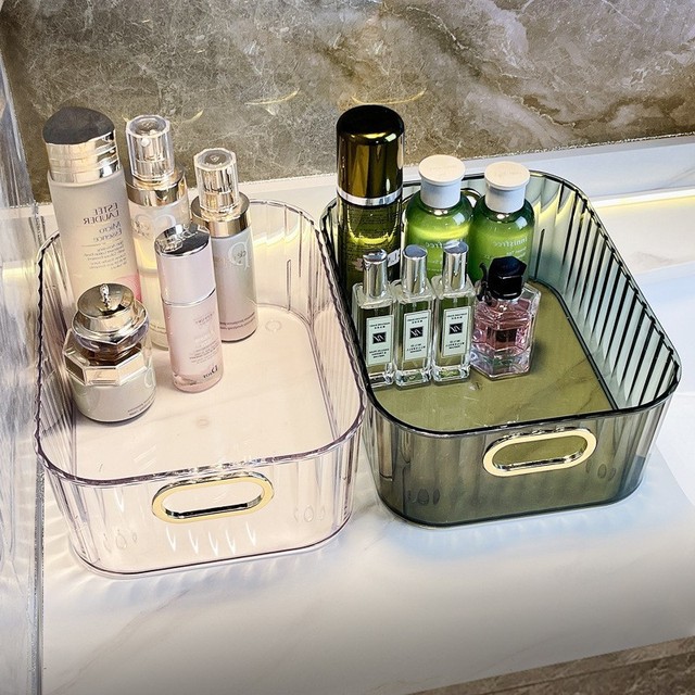 High Quality Acrylic Bathroom Organizer Square Shower Caddy with Storage Rack Makeup Box and Carton Plastic L/C