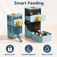 Fontaine à eau et mangeoire suspendues automatiques modernes en plastique solide pour chiens et chats – Système d'alimentation pour animaux de compagnie