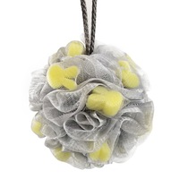 Éponge de bain exfoliante en forme de dessin animé, boule de douche en maille douce et élastique, éponge à bulles riches avec corde de suspension pour salle de bain
