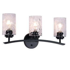 Applique murale LED moderne à 3 lumières, abat-jour en verre, chrome, minimaliste, pour salle de bain, salle d'eau - Product Image 5