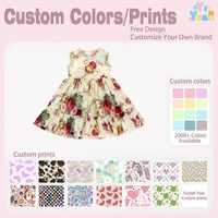 Robe de fête pour filles, douce et respirante, style rustique, imprimé floral crème rose, à volants superposés, sans manches, support OEM ODM