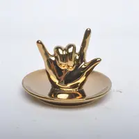 Verschillende Vorm Royal Gouden Kleur Hand Vorm Keramische Sieraden Houder Lade Fancy Ring Houder Voor Gepersonaliseerde
