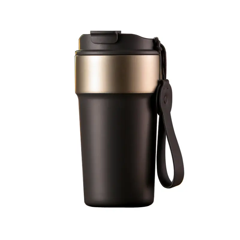 Tasse à café en acier inoxydable 316 500ml tasse thermos portable grande tasse bouche tasse à café avec paille et corde