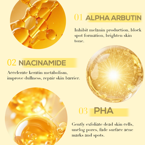 Sérum éclaircissant Alpha Arbutin Niacinamide PHA pour teint inégal, taches brunes, hyperpigmentation, marque privée, OEM - Product Image 4