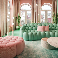 Canapé-lit design moderne de luxe extensible, incurvé, en nid d'abeille, coloré, pour salon