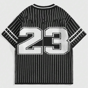 Jersey informal de punto de Jacquard para hombre con logotipo personalizado, camisetas de fútbol de manga corta de Hip Hop, suéter de moda con letras de invierno ODM - Product Image 2