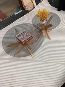 Hanyee 2025 Chữ Thập Gỗ Cơ Sở Đồ Nội Thất Nhà Vòng Bàn Ăn Phong Cách Tempered Glass Mới Đến Giá Rẻ Hiện Đại Biểu Tượng Tùy Chỉnh - Product Image 4