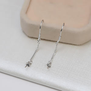 Pendientes Largos de Plata S925 para Mujer, Accesorios de Joyería DIY con Soporte para Perlas, Jadeíta, Jade, Ágata, Soporte Vacío - Product Image 3