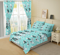 Ensemble de 8 pièces : Drap-housse et rideaux sur mesure, luxe, super doux et respirant