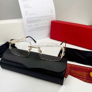 Bring a Box And a Receipt Famous Designer Rimless Sunglasses Unisex Diamond Cut UV400 Protection Luxury Sunglasses - Product Image 4