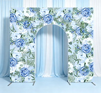 Arche de bienvenue en aluminium robuste 32 mm, 10x9 pieds, motif Hortensia Bleu, pour portail de mariage et mur de fond floral