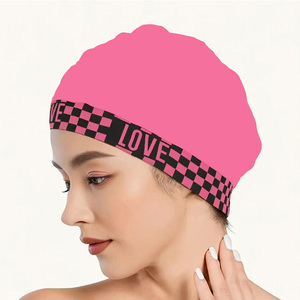 <span class=keywords><strong>Bonnet</strong></span> de bain en tissu à bande élastique pour adultes Protection des cheveux longs avec chapeau de bain taille <span class=keywords><strong>libre</strong></span> pour les sports de piscine hommes et femmes - Product Image 2