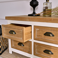 Meuble TV en bois artisanal de style farmhouse moderne avec 4 tiroirs et 1 étagère pour salon, appartement, hôtel